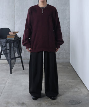 ダメージ スプレー加工 ニット プルオーバー