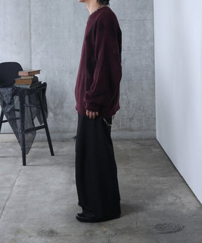 ダメージ スプレー加工 ニット プルオーバー