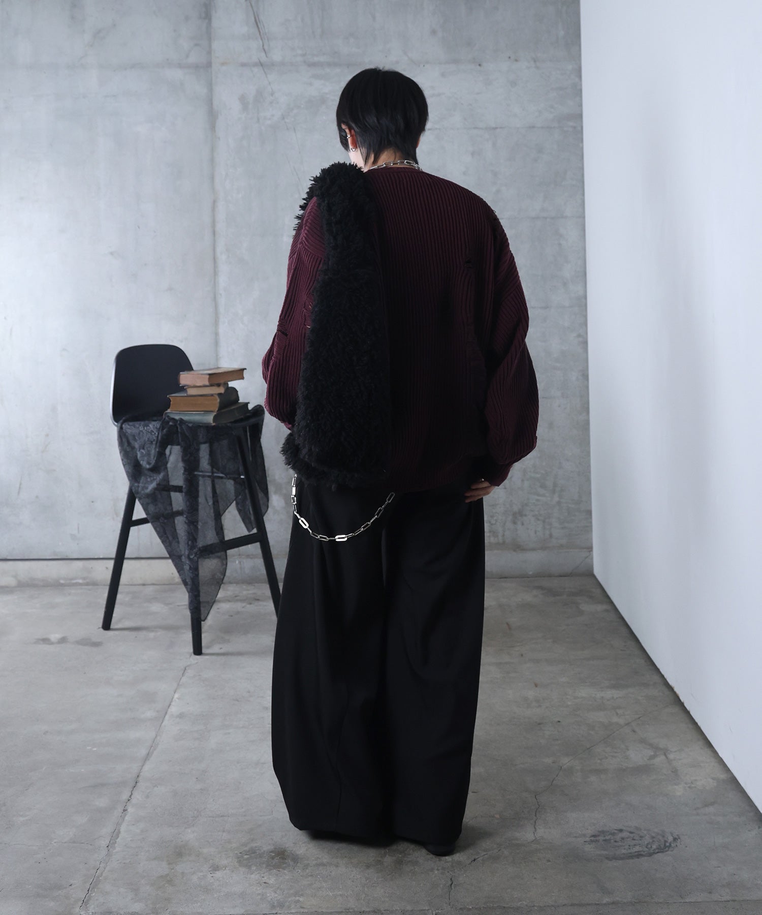 ダメージ スプレー加工 ニット プルオーバー