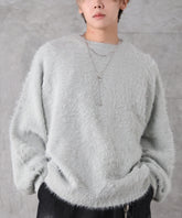 モヘアライク シャギー プルオーバーニット