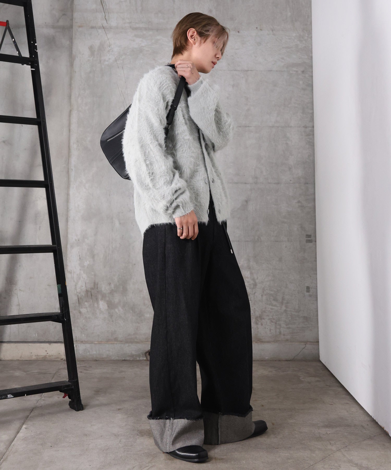 モヘアライク シャギー ニット カーディガン