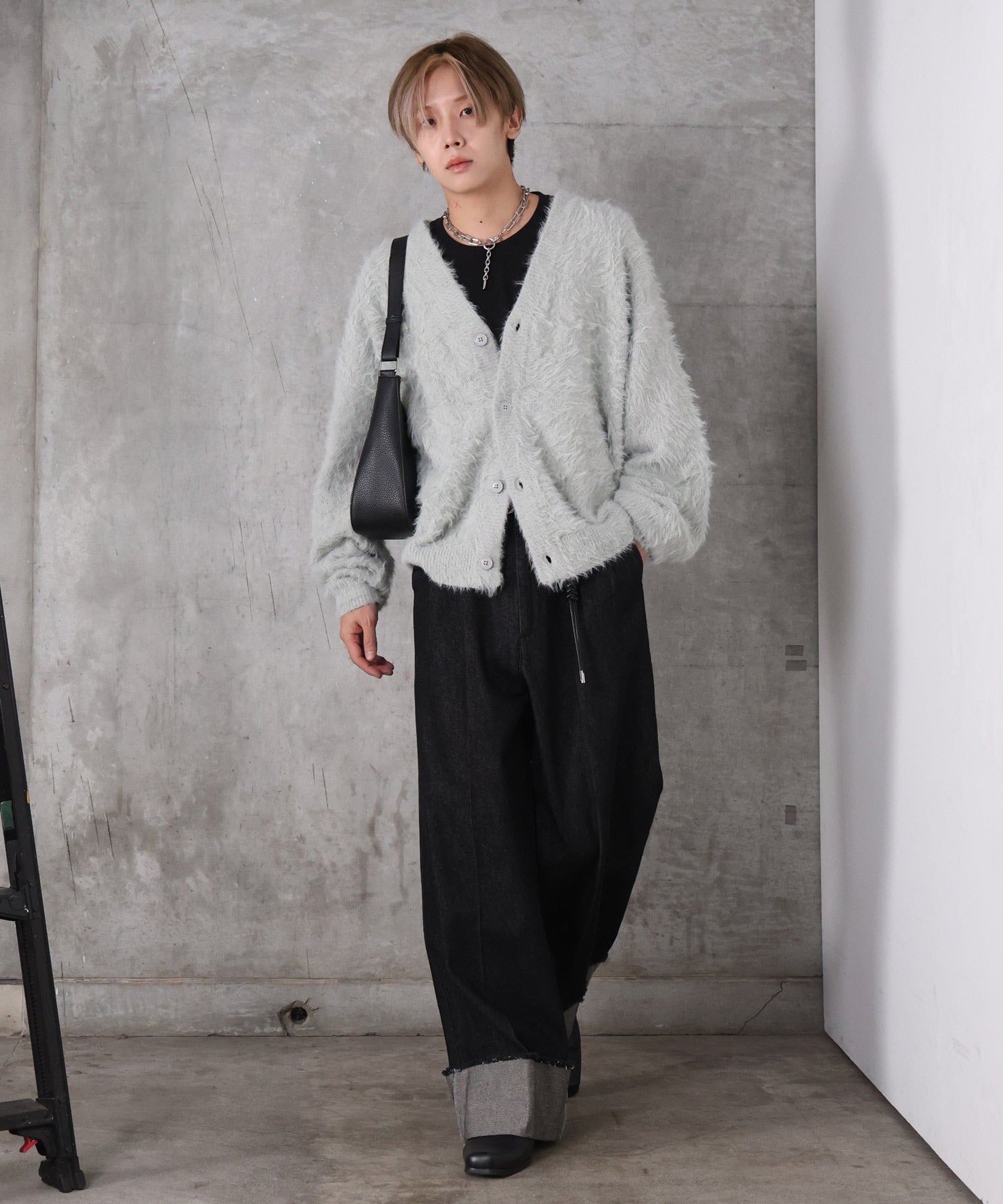 モヘアライク シャギー ニット カーディガン