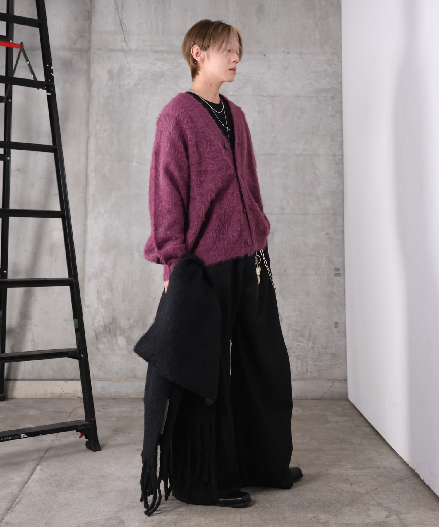 モヘアライク シャギー ニット カーディガン