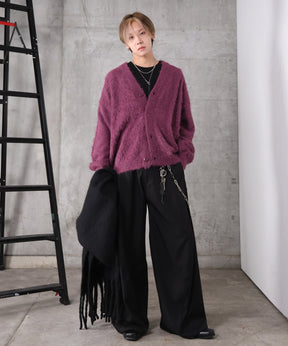 モヘアライク シャギー ニット カーディガン