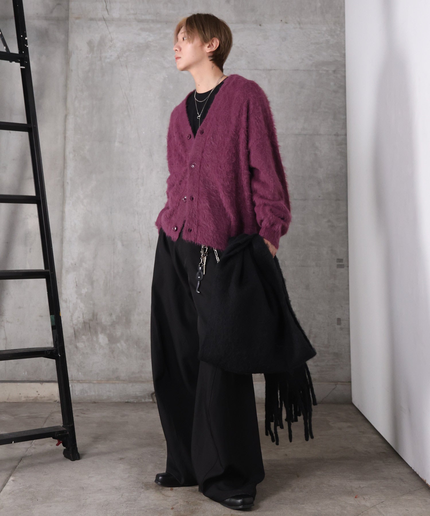 モヘアライク シャギー ニット カーディガン