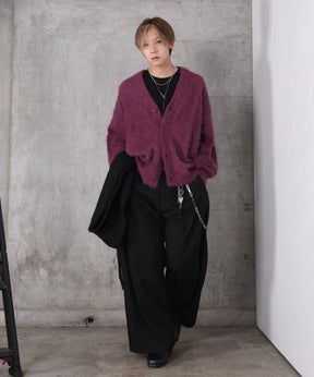 モヘアライク シャギー ニット カーディガン