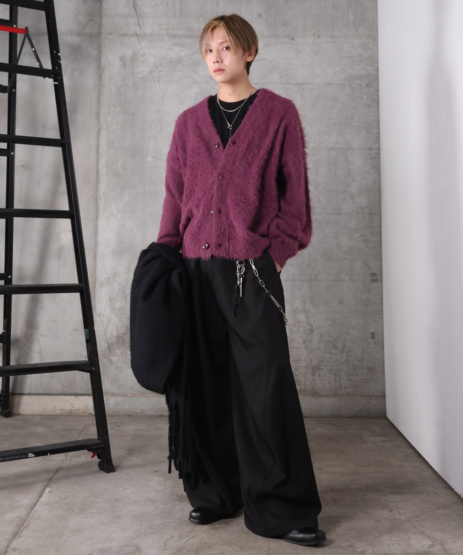 モヘアライク シャギー ニット カーディガン