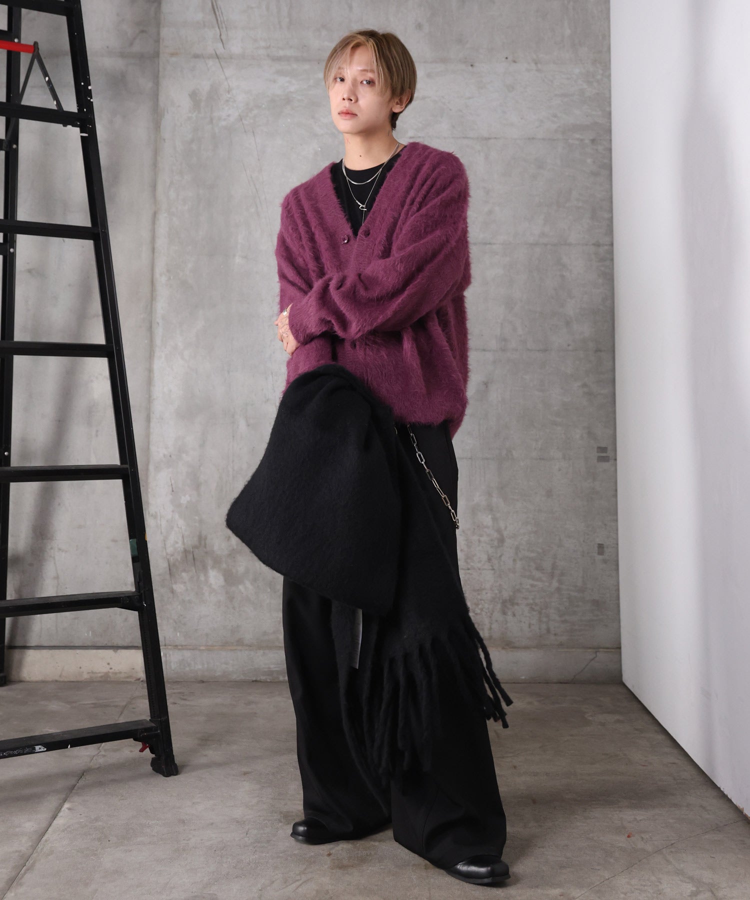 モヘアライク シャギー ニット カーディガン