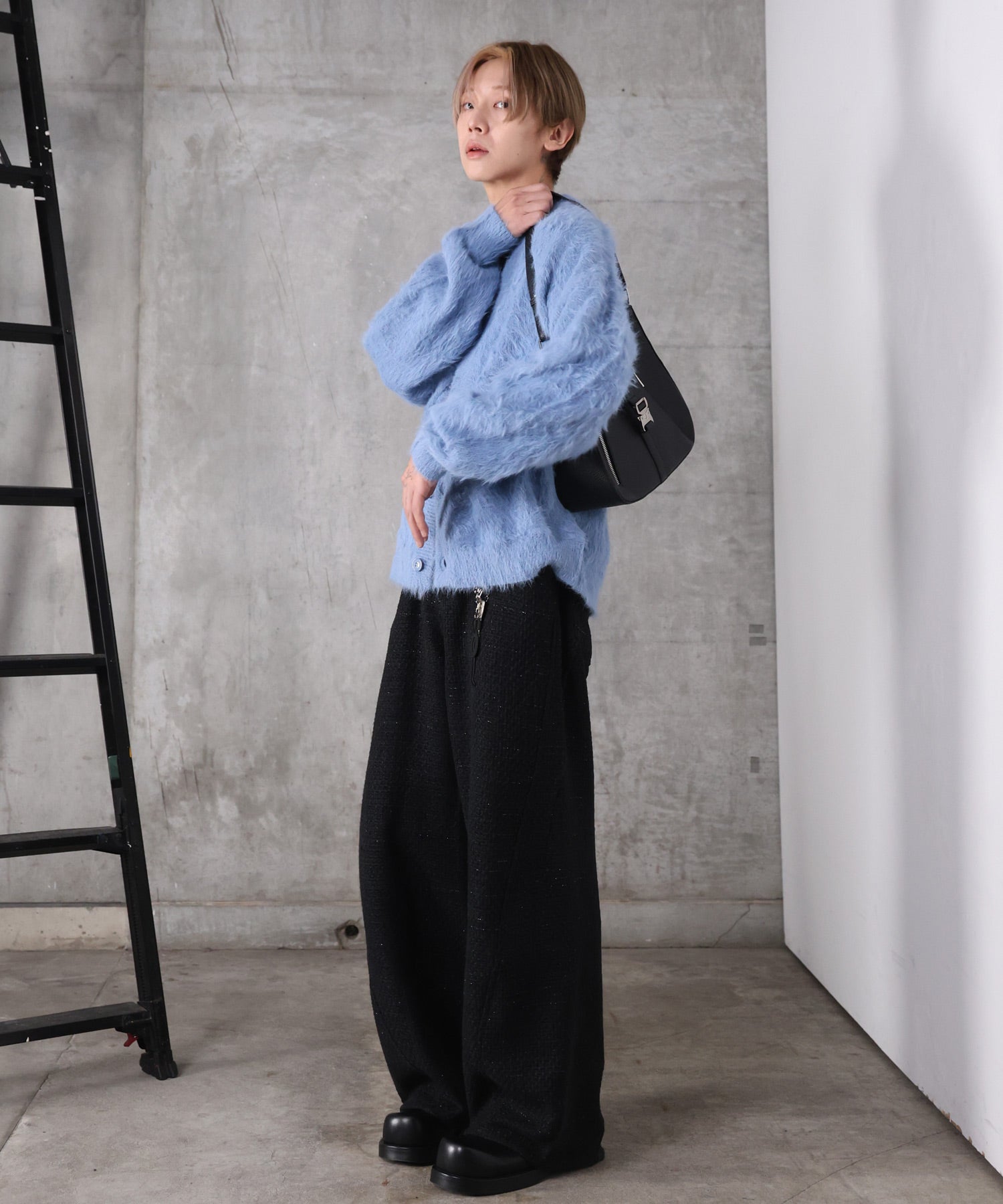 モヘアライク シャギー ニット カーディガン