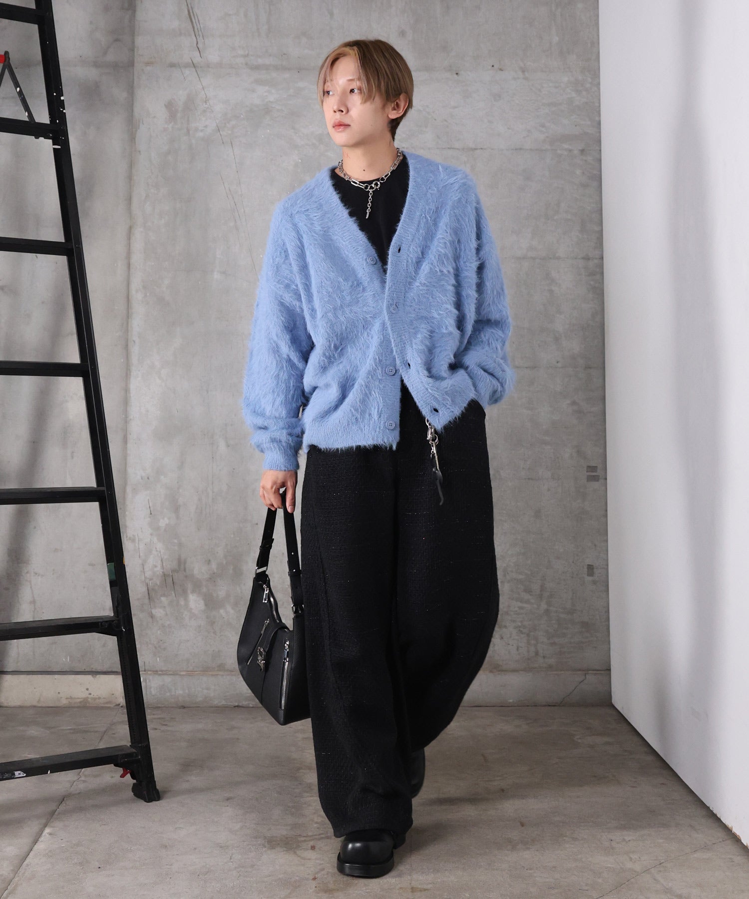 モヘアライク シャギー ニット カーディガン