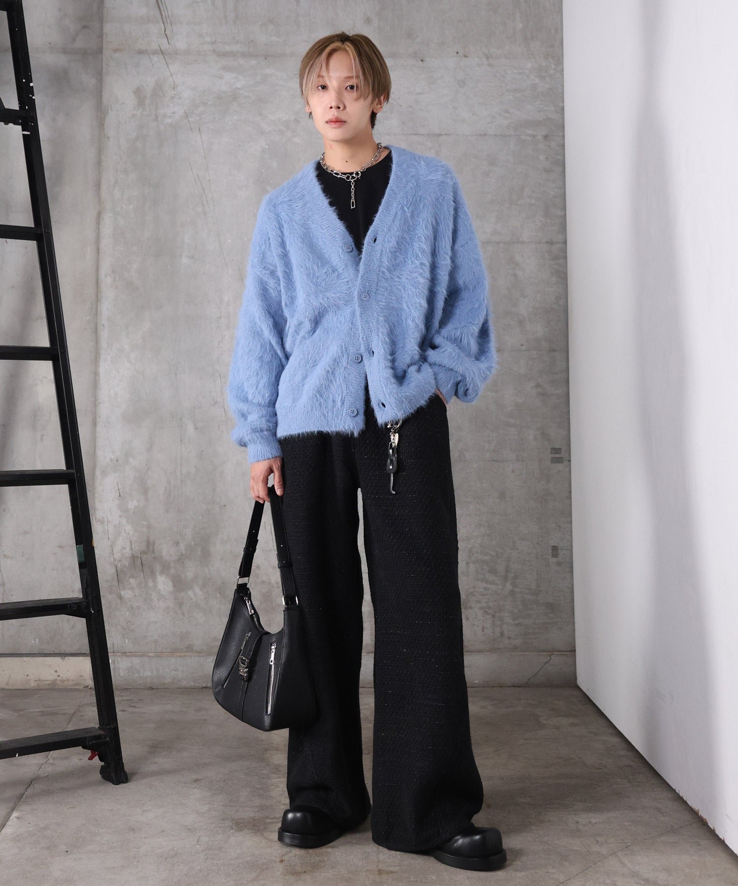 モヘアライク シャギー ニット カーディガン