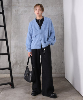 モヘアライク シャギー ニット カーディガン