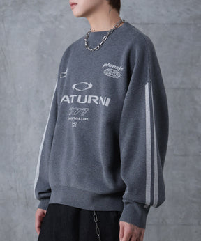 ブロークコア Y2K フロントグラフィック ジャガードニットプルオーバー