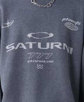 ブロークコア Y2K フロントグラフィック ジャガードニットプルオーバー