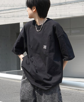 【96thes】韓国ストリート ビッグシルエット ワンポイントマタギ刺繍 半袖Tシャツ