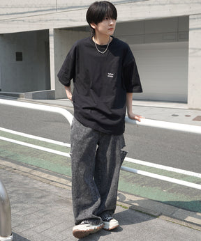 【96thes】韓国ストリート ビッグシルエット ワンポイントマタギ刺繍 半袖Tシャツ