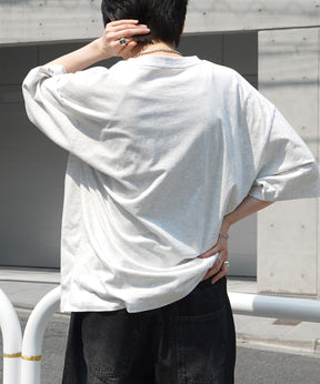 【96thes】韓国ストリート ビッグシルエット ワンポイントマタギ刺繍 半袖Tシャツ