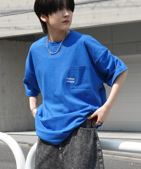 【96thes】韓国ストリート ビッグシルエット ワンポイントマタギ刺繍 半袖Tシャツ