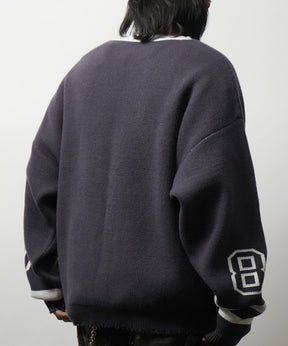 Y2K ロゴ ダメージ加工 Vネック ニット プルオーバー