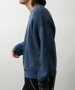 ダメージ加工 フロント Y2K ロゴ刺繍 クルーニット