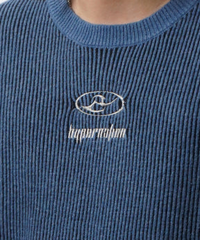 ダメージ加工 フロント Y2K ロゴ刺繍 クルーニット