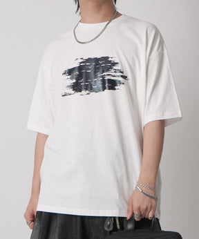 25SS アブストラクトグラフィック箔プリント 半袖Tシャツ