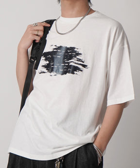 25SS アブストラクトグラフィック箔プリント 半袖Tシャツ