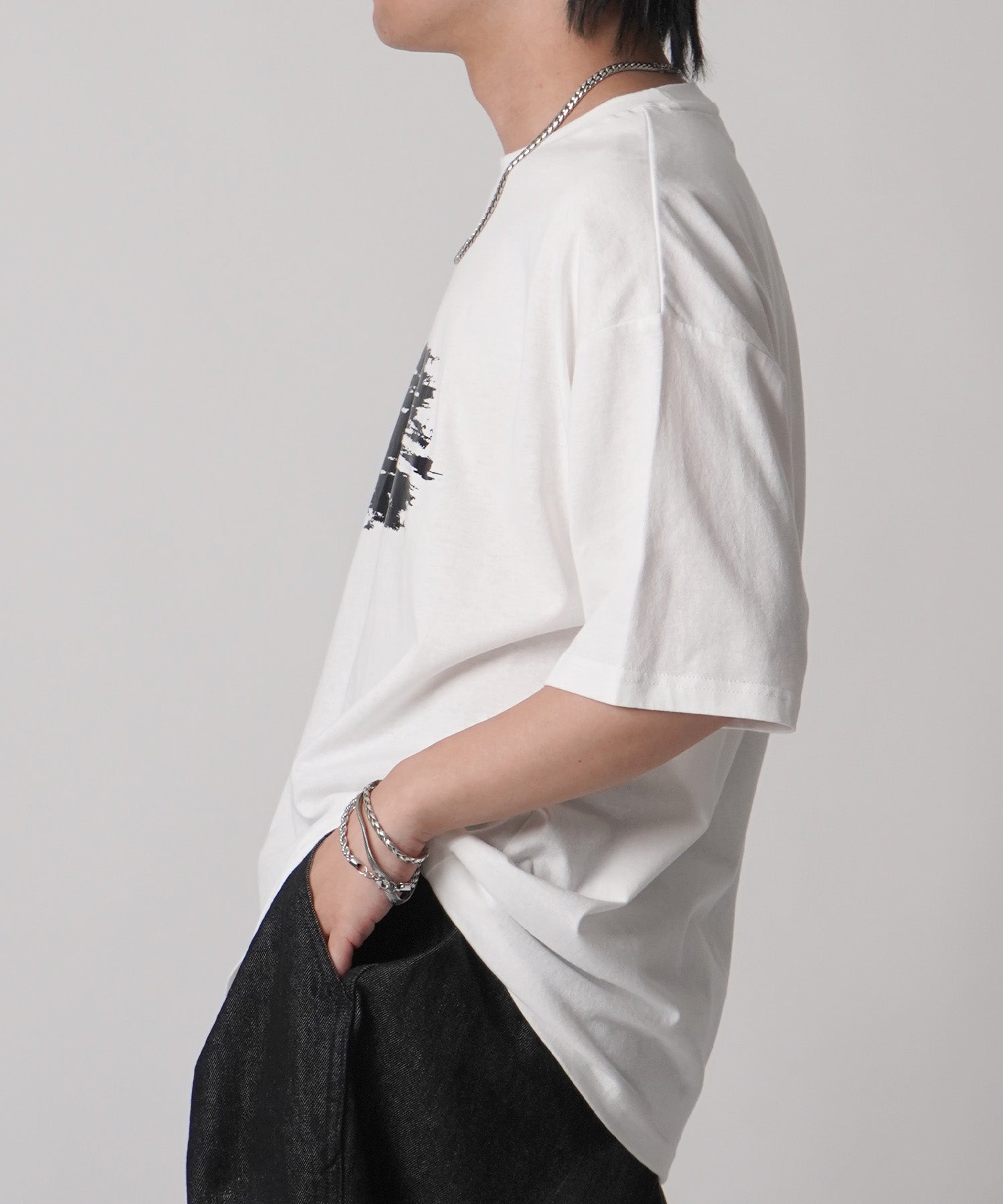 25SS アブストラクトグラフィック箔プリント 半袖Tシャツ