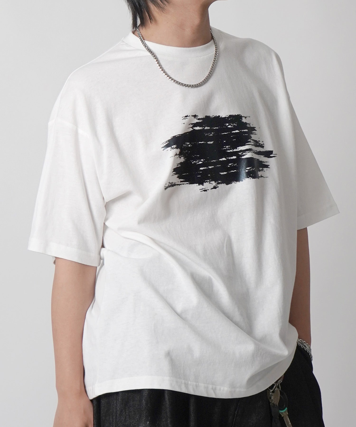 25SS アブストラクトグラフィック箔プリント 半袖Tシャツ