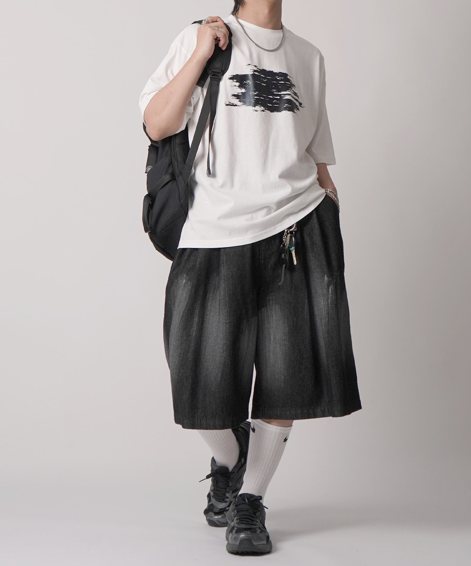 25SS アブストラクトグラフィック箔プリント 半袖Tシャツ