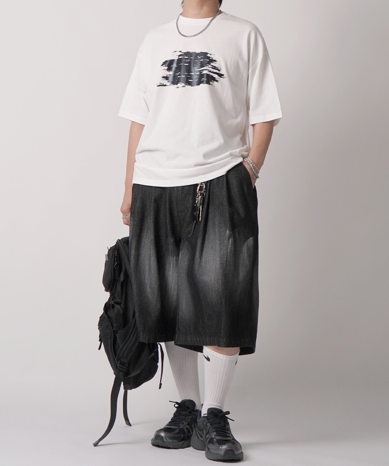 25SS アブストラクトグラフィック箔プリント 半袖Tシャツ