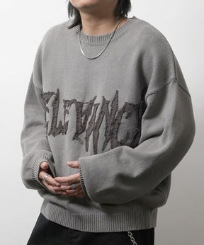 フリンジ ロゴ クルーネック ニット
