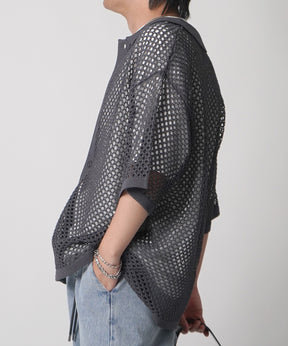 25SS スパンコール メッシュニットシャツ