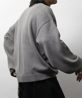 フリンジ ロゴ クルーネック ニット