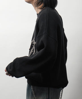 フリンジ ロゴ クルーネック ニット