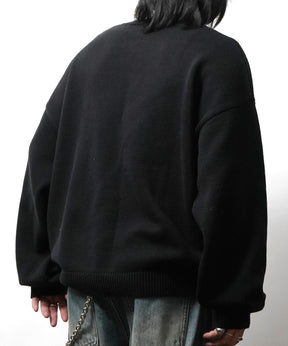 フリンジ ロゴ クルーネック ニット