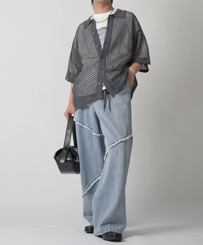 25SS スパンコール メッシュニットシャツ