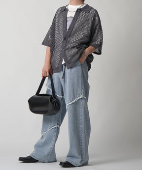 25SS スパンコール メッシュニットシャツ