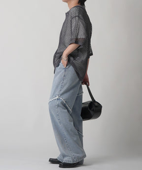 25SS スパンコール メッシュニットシャツ