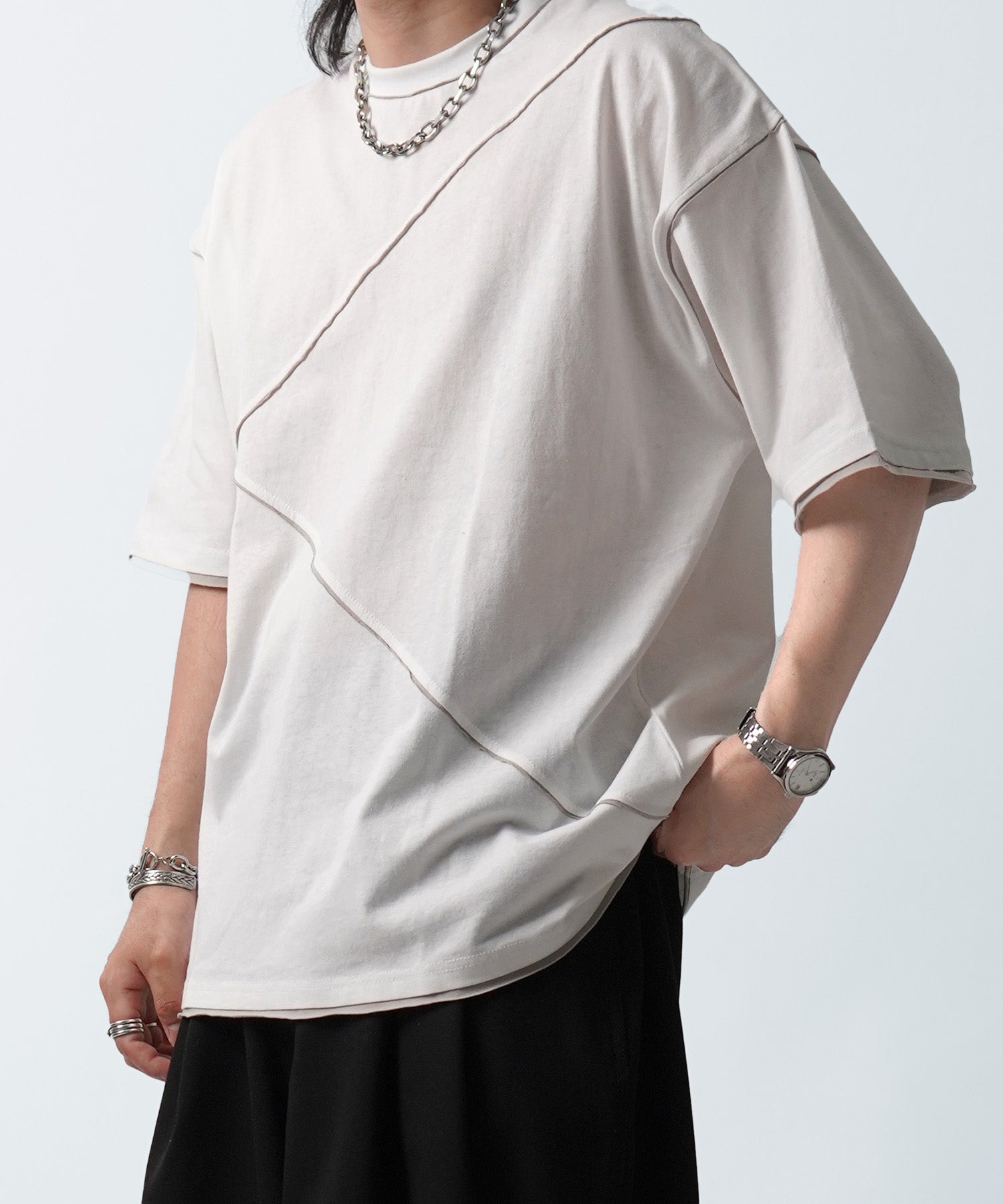 25SS カットオフ switching Tee 切替半袖Tシャツ