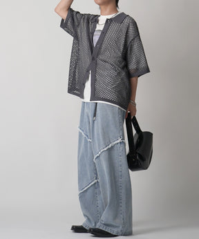 25SS スパンコール メッシュニットシャツ