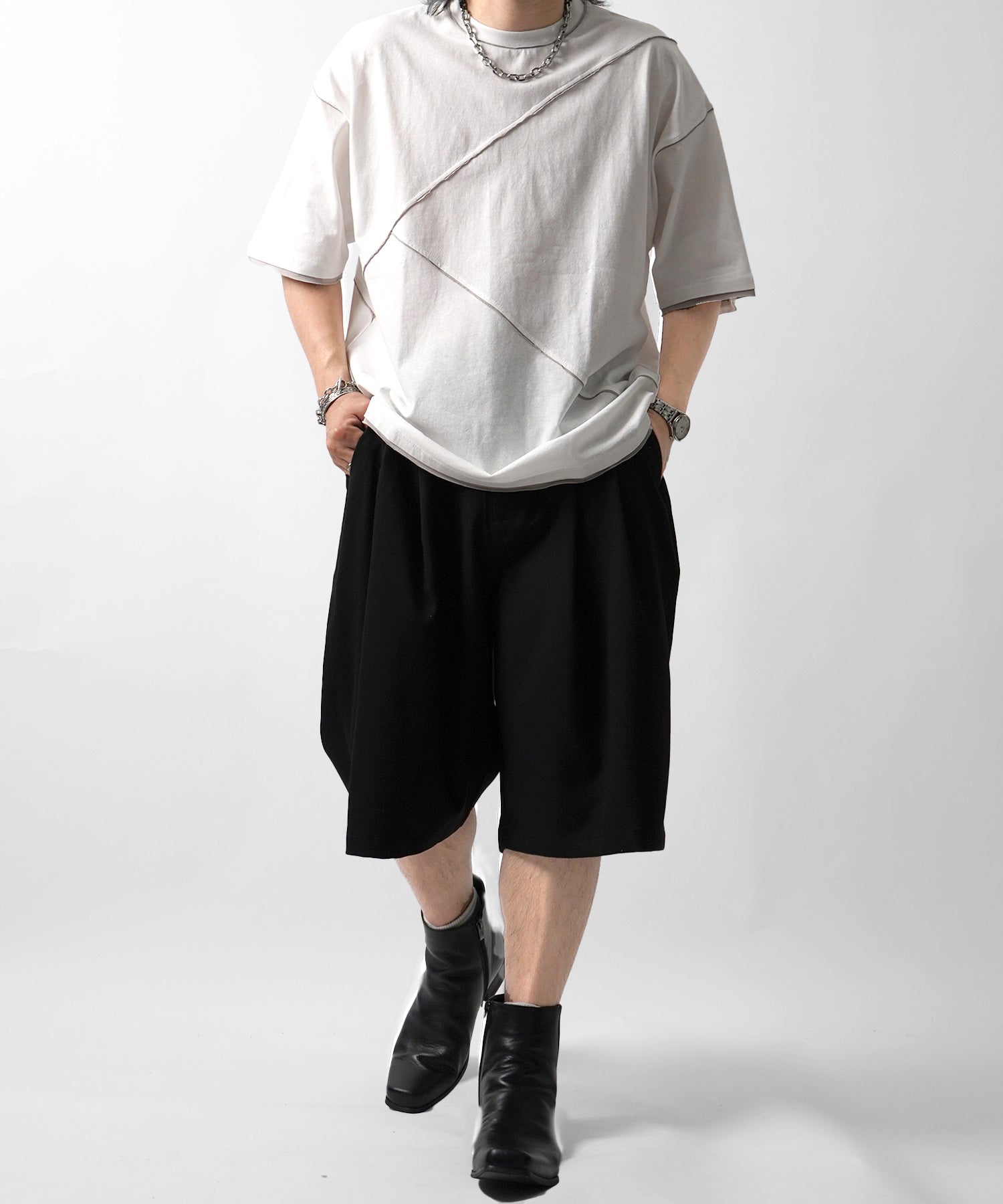 25SS カットオフ switching Tee 切替半袖Tシャツ