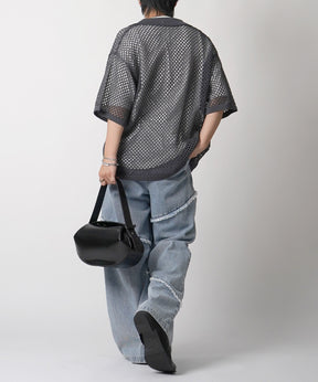 25SS スパンコール メッシュニットシャツ