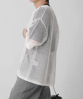 25SS スパンコール メッシュニットシャツ