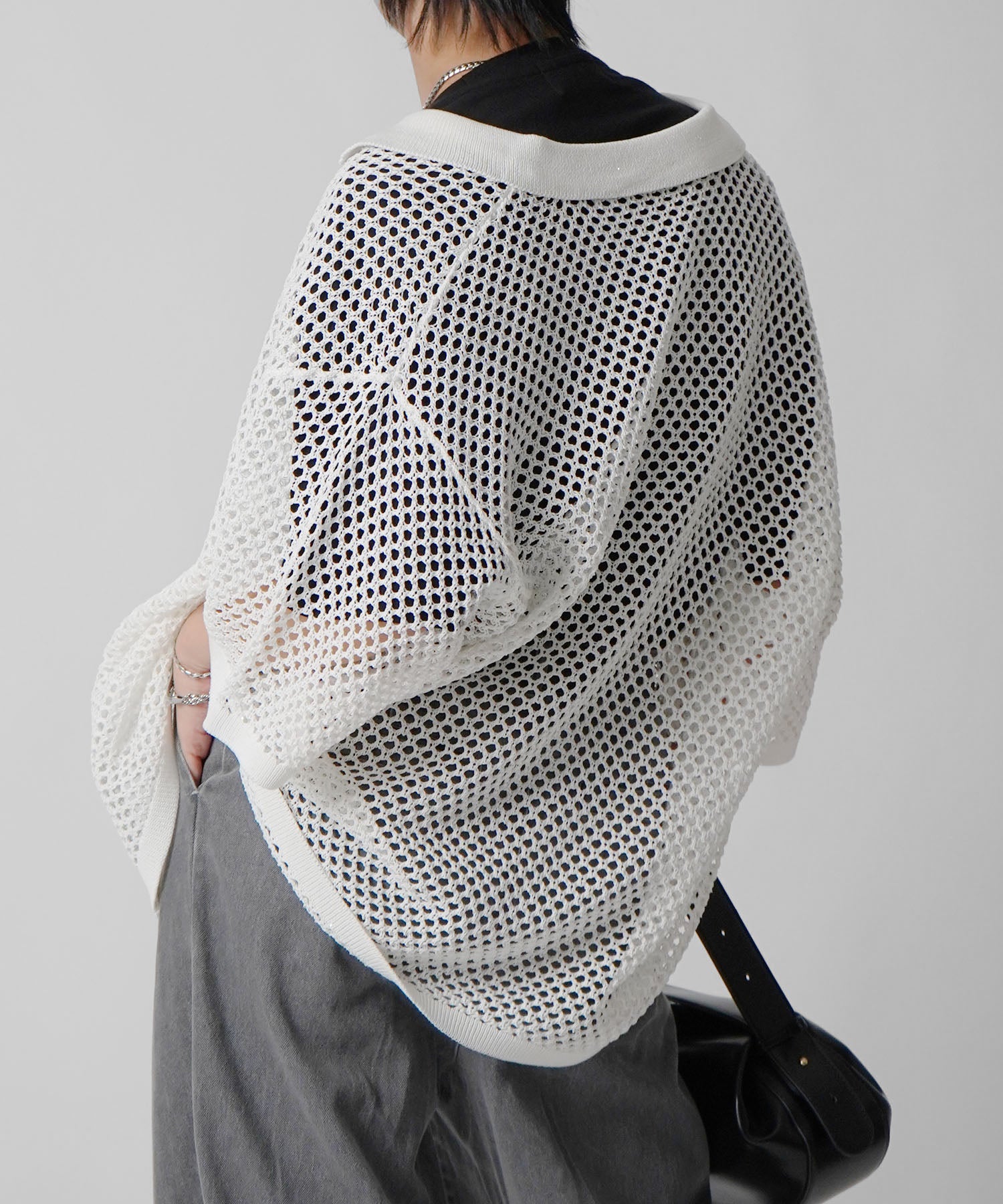 25SS スパンコール メッシュニットシャツ