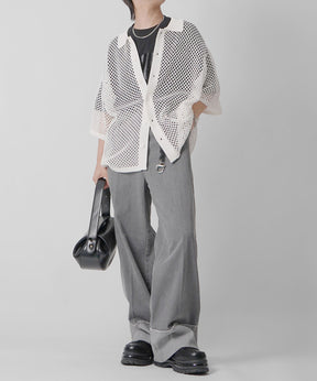 25SS スパンコール メッシュニットシャツ