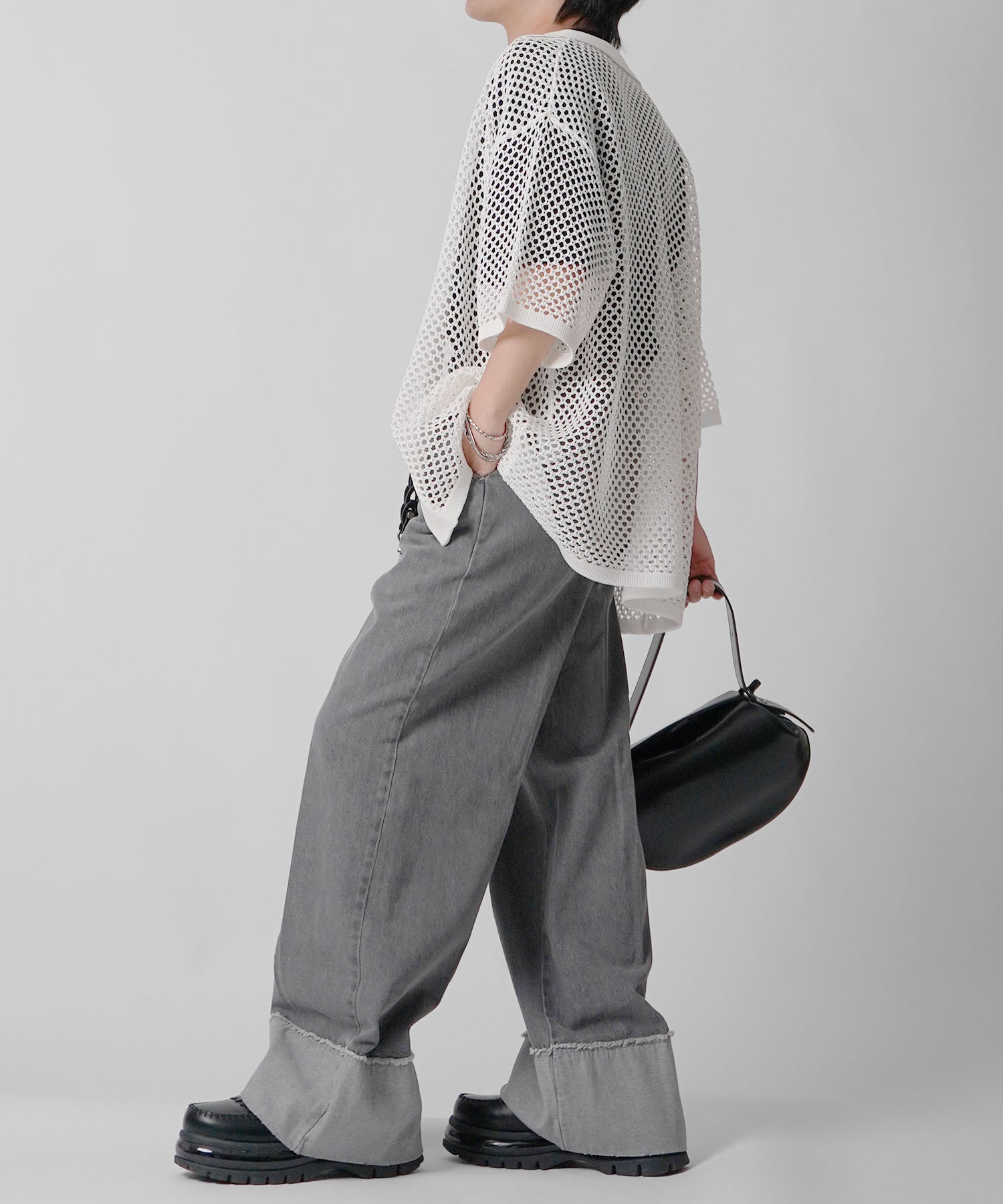 25SS スパンコール メッシュニットシャツ