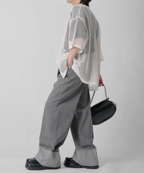 25SS スパンコール メッシュニットシャツ