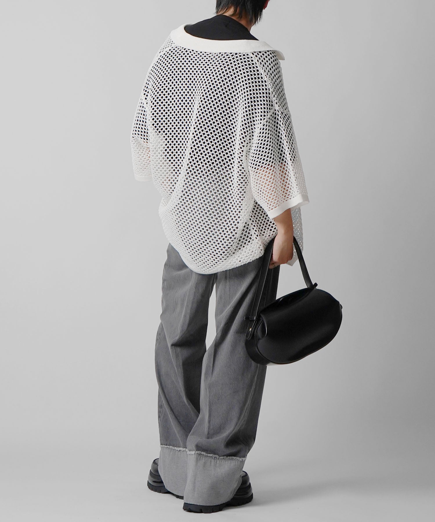 25SS スパンコール メッシュニットシャツ