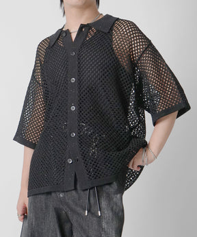 25SS スパンコール メッシュニットシャツ